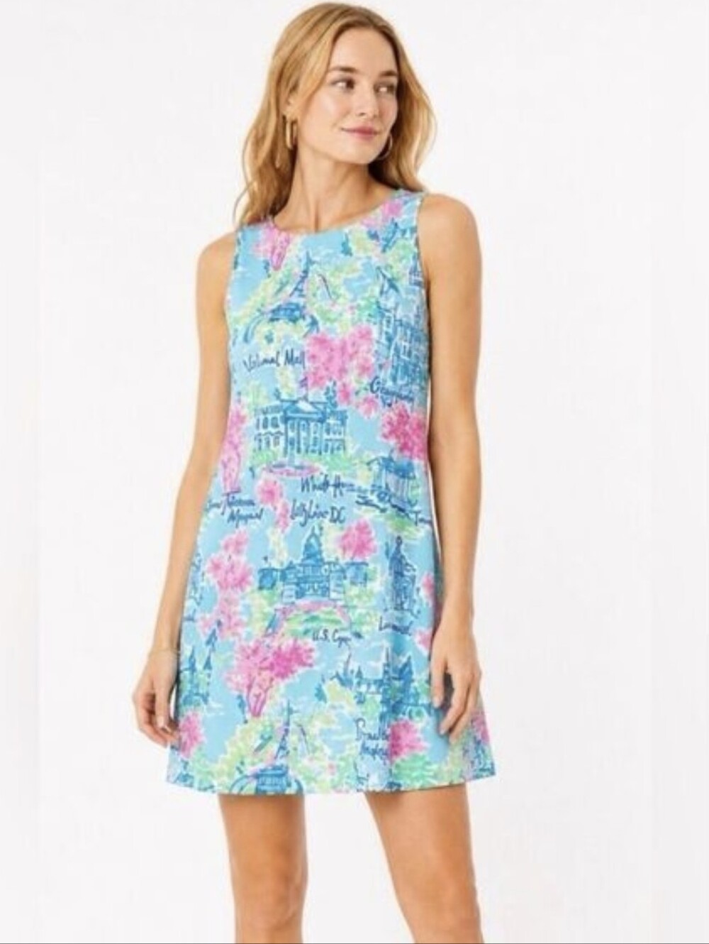 NWT Lilly Pulitzer Kristen Floral Hibiscusis & Pink Print Sleeveless Dress
